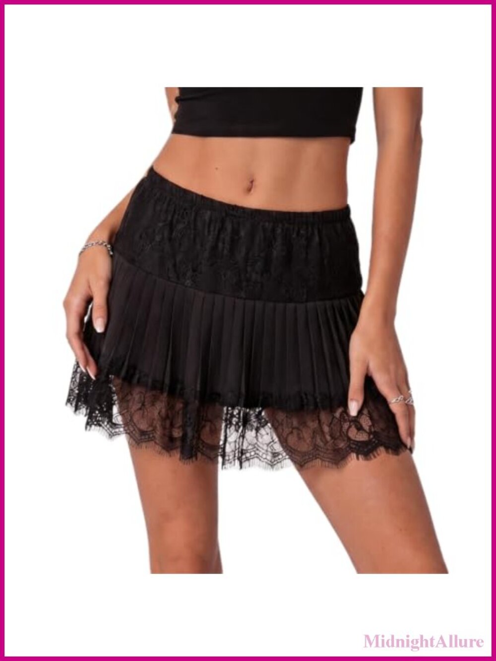 Women's Lace Mini Skort Ruffle Pleated Y2K Skirt Mid Rise